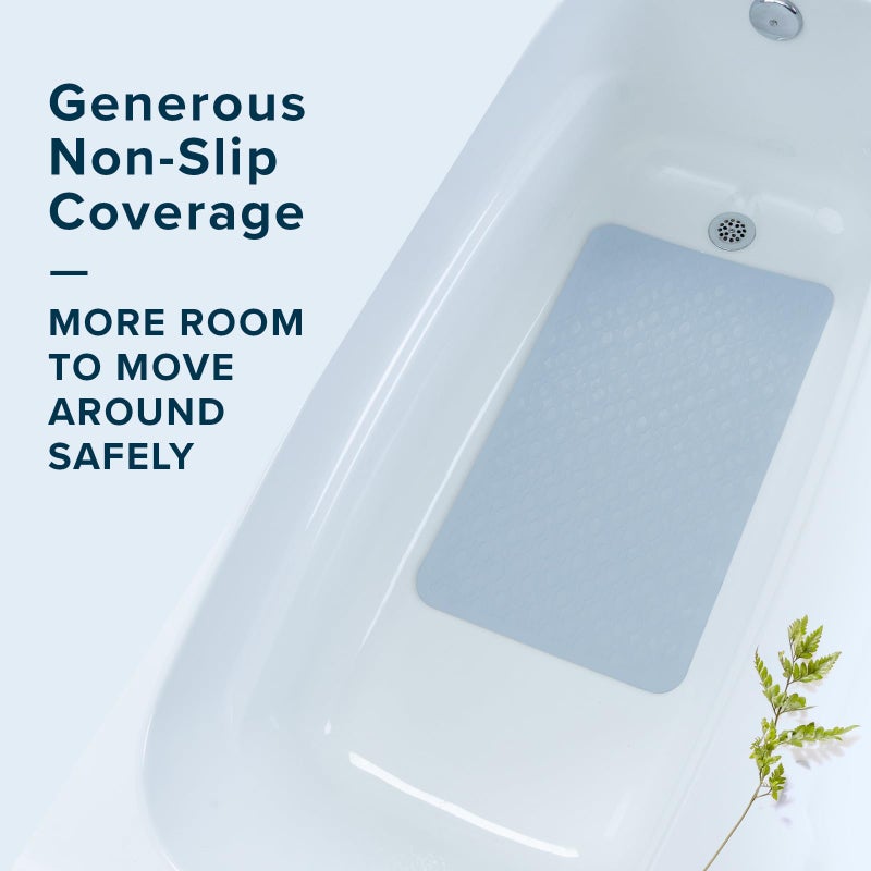 SlipX Solutions Durable Large Rubber Safety Mat 27 x 15, Feel Safe and Surefooted in Your Bath or Shower, Extra Grippy Surface Texture and Over 200 Power Grip Suction Cups, Machine Washable, Gray - Image 2